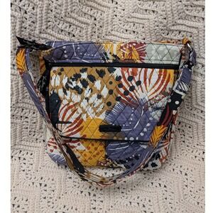 Vera Bradley On the Go Crossbody Bag Painted Feathers Quilted Cotton Messenger